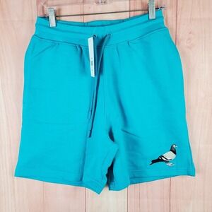Staple Sweat Shorts Mens Medium Teal Embroidered Logo Lined Drawstring Running